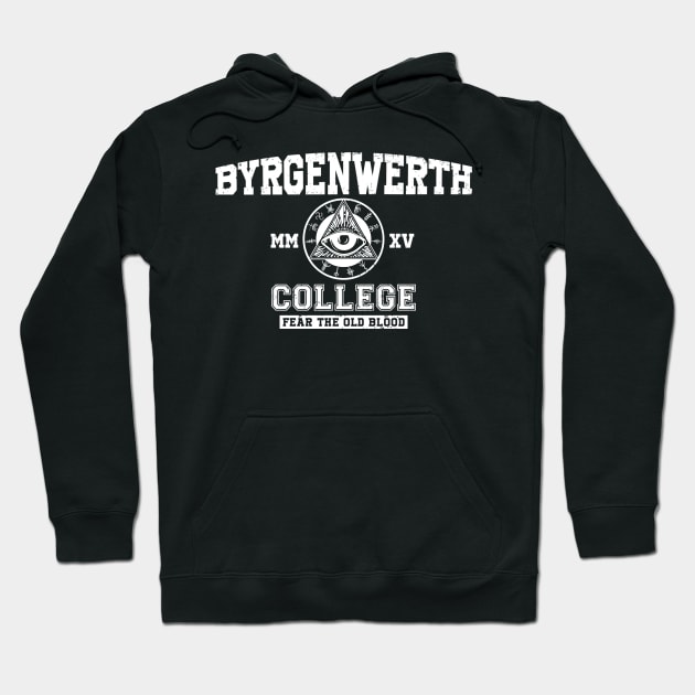 Byrgenwerth College (White) Hoodie by Miskatonic Designs